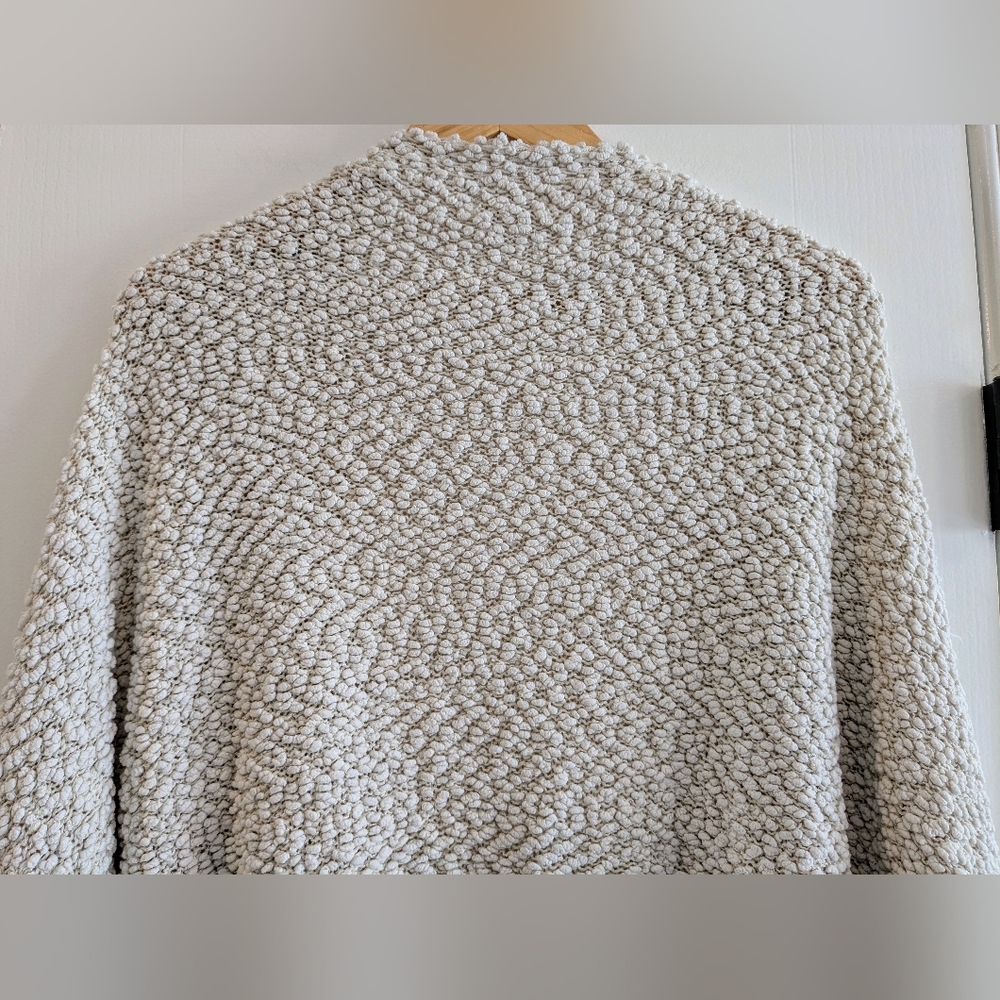 Umgee Ivory Open Front Drop Shoulder Popcorn Cardigan Women's Sweater Size S - Picture 13 of 16